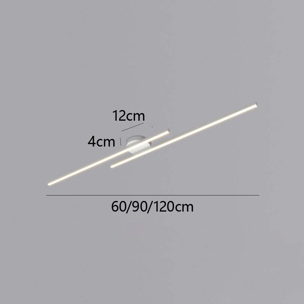 Modern Aluminium Long Strip Semi Flush Mount LED Ceiling Light For Living Room