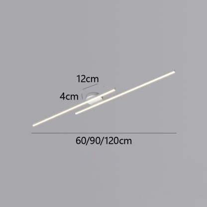 Modern Aluminium Long Strip Semi Flush Mount LED Ceiling Light For Living Room