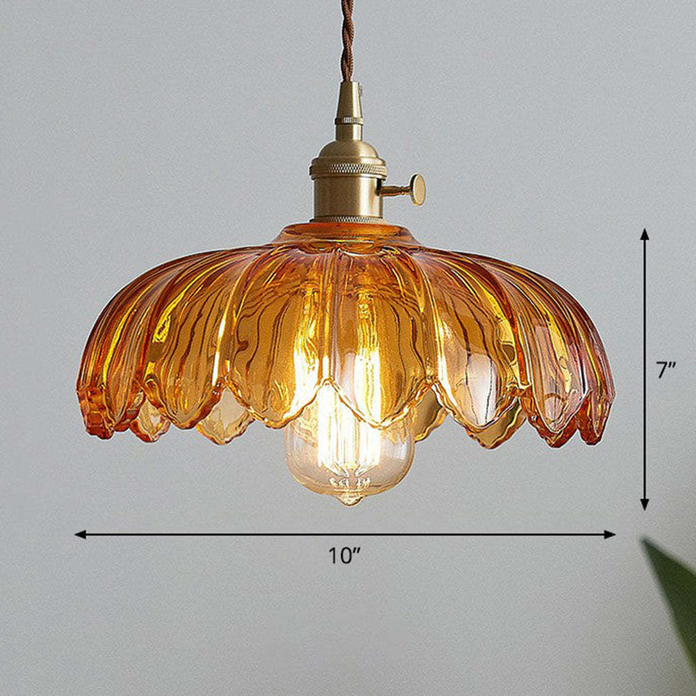 Vintage Scalloped Glass Flower Pendant Light -Homdiy