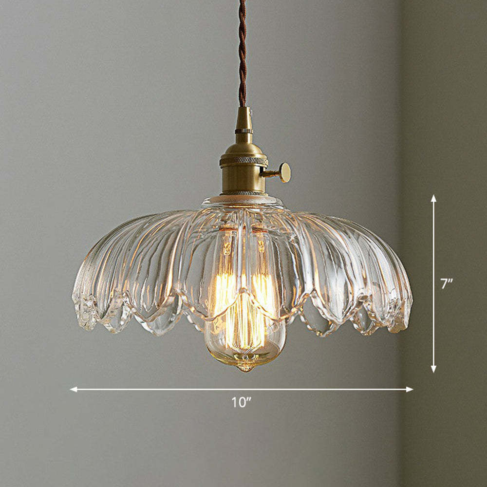 Vintage Scalloped Glass Flower Pendant Light -Homdiy
