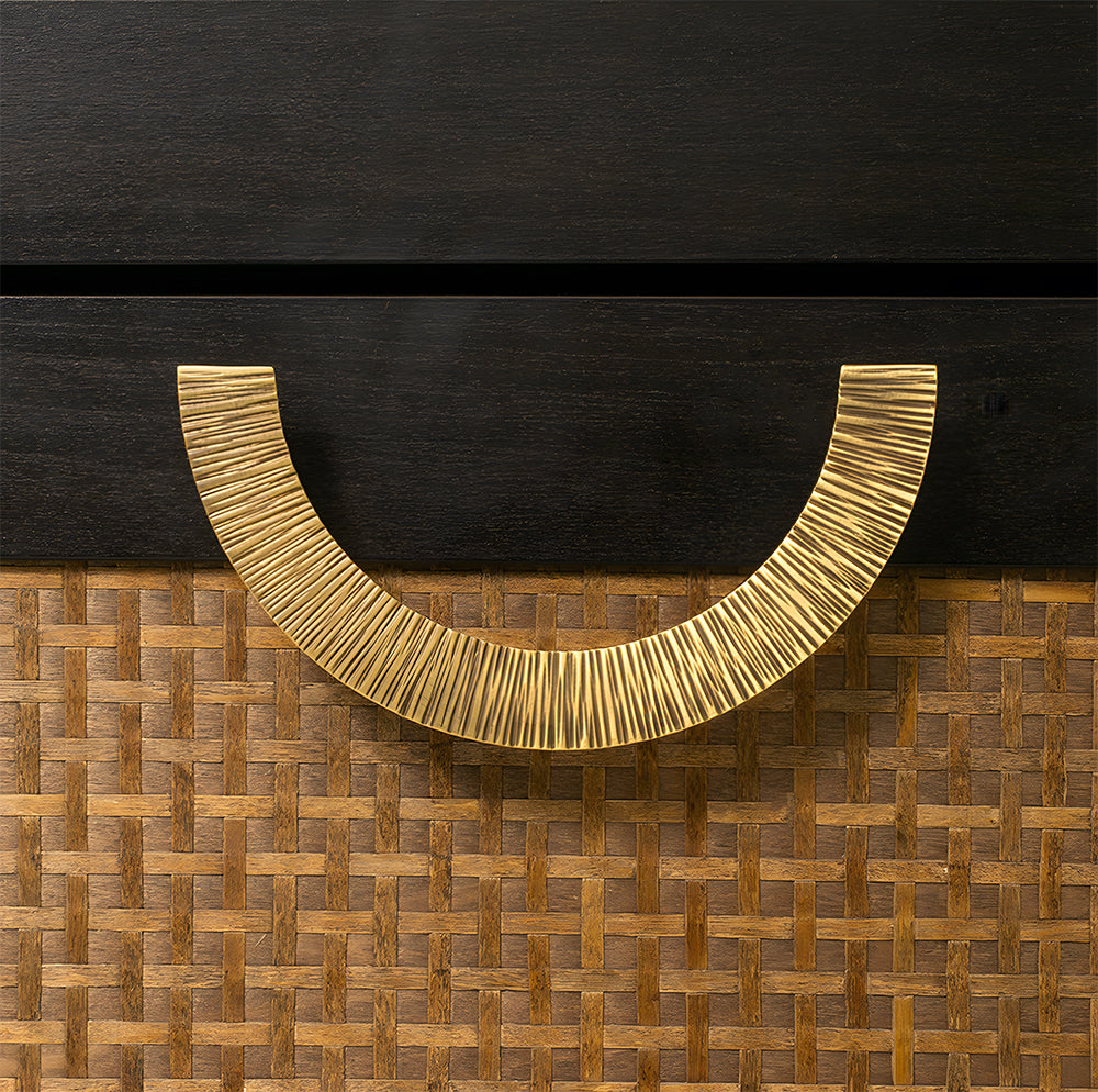 Retro Brass Semi Circle Textured Cabinet Handles