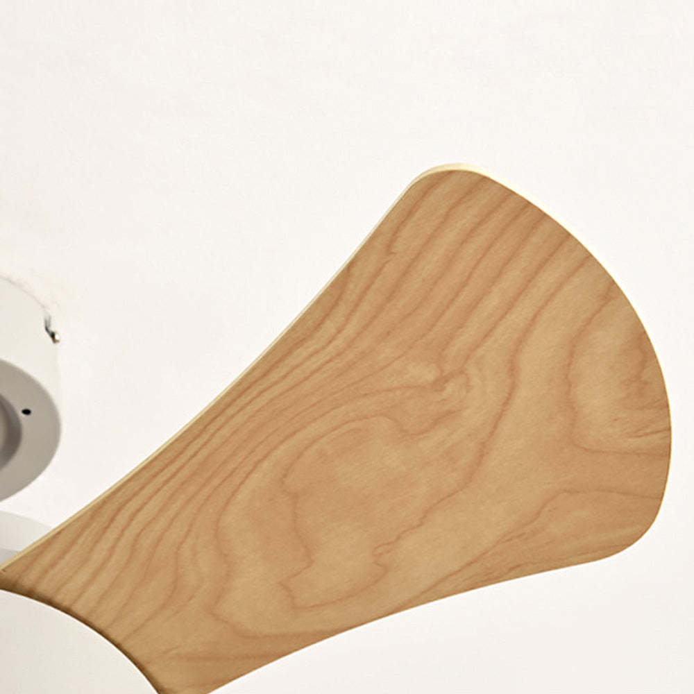 Modern Stylish Wood Dining Room Flush Ceiling Fan With LED Lighting -Homdiy