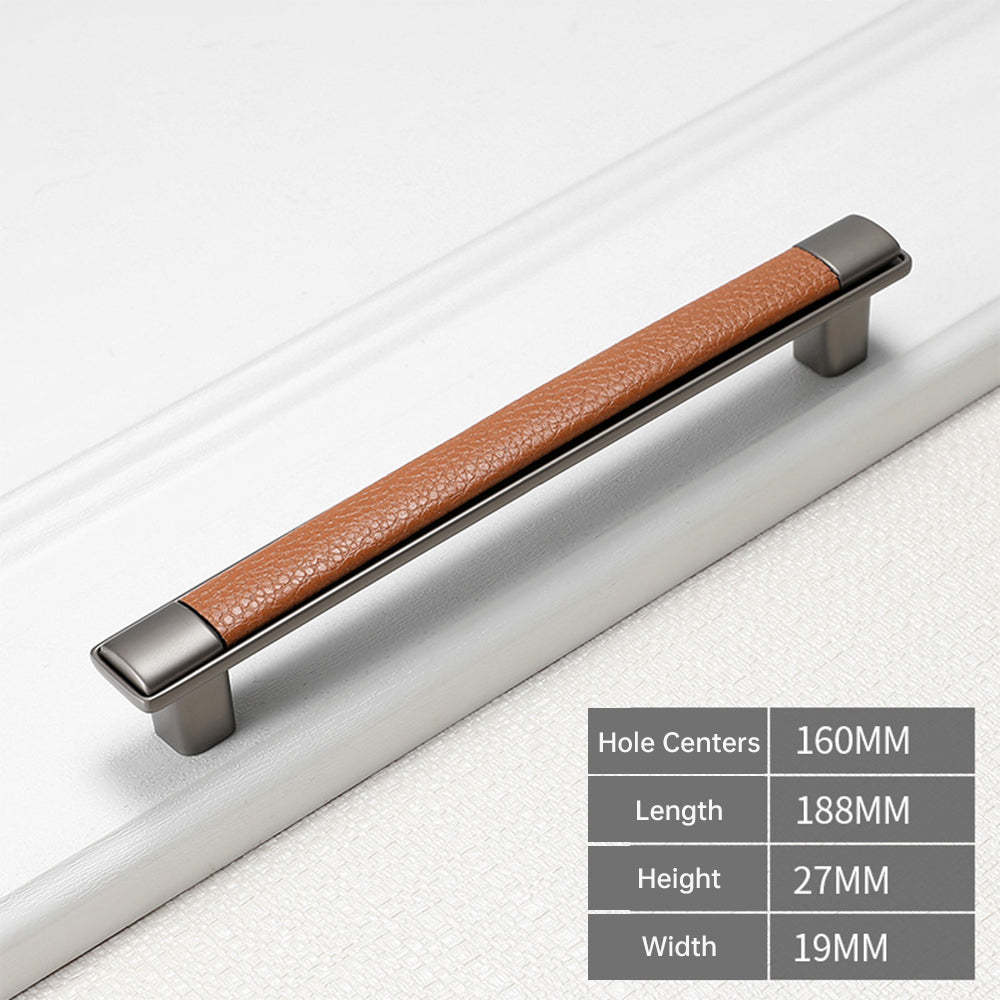 Antique Brown Leather Cabinet Handles -Homdiy