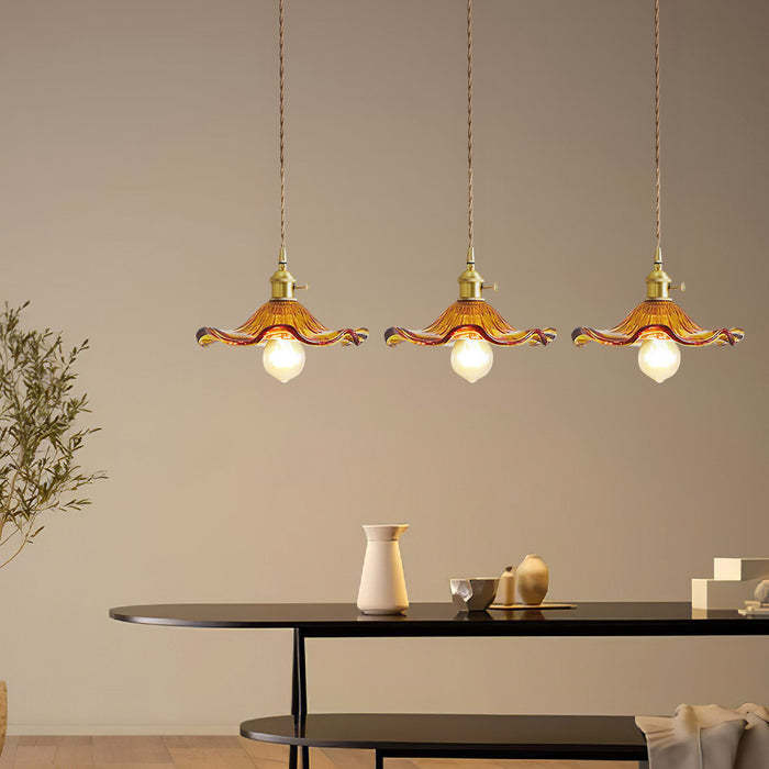 Stylish Hibiscus Flower Glass Pendant Light -Homdiy