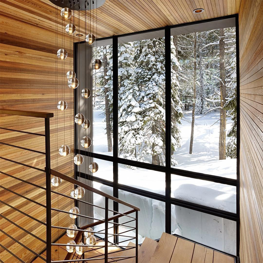 Round & Square Crystal Pendant Lamp Stairway Lamp -Homdiy