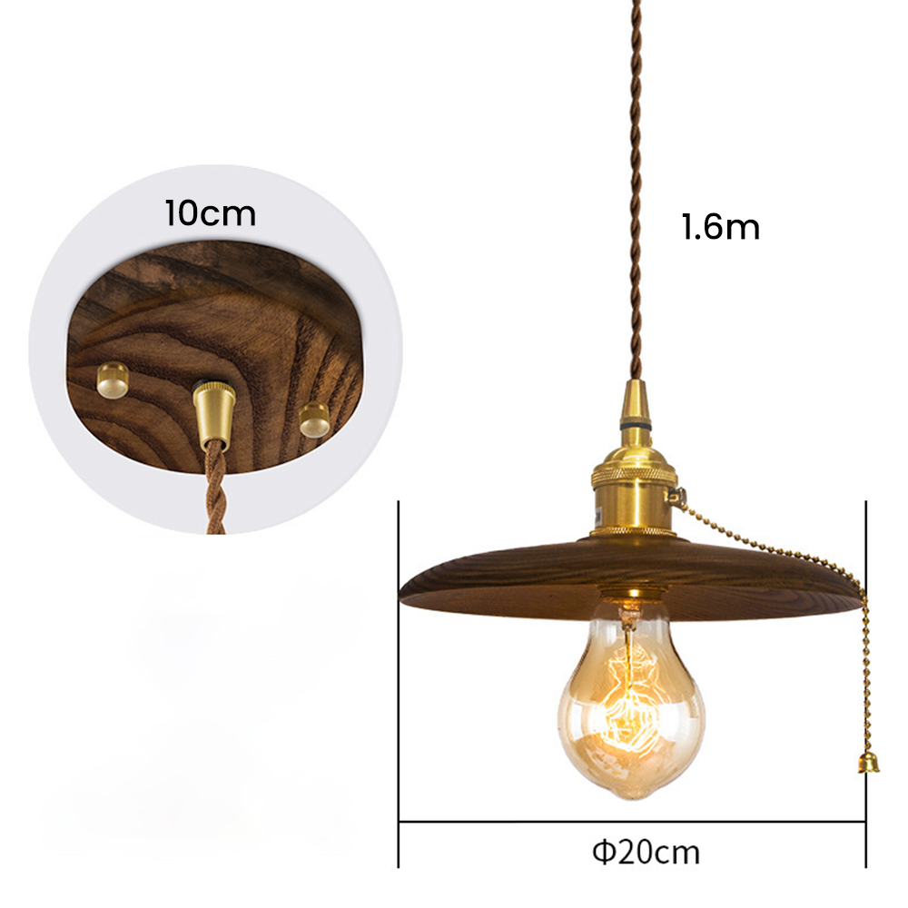 Retro Walnut Conical Pendant Light -Homdiy
