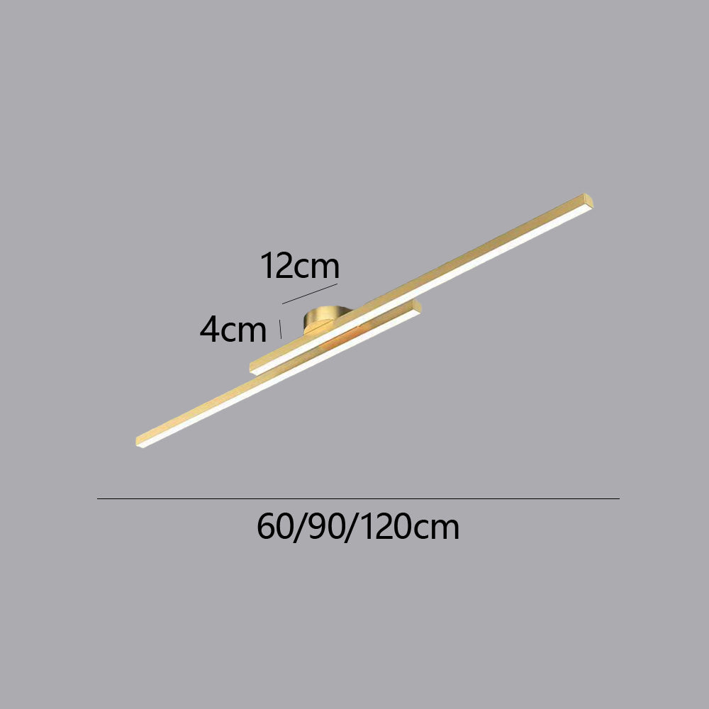 Modern Aluminium Long Strip Semi Flush Mount LED Ceiling Light For Living Room