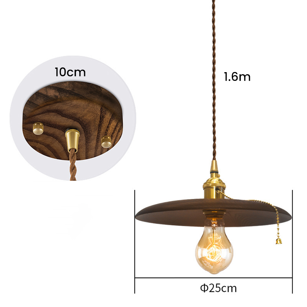Retro Walnut Conical Pendant Light -Homdiy