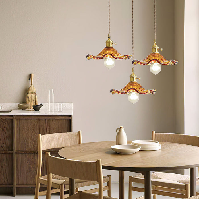 Homdiy Pendant Light Stylish Hibiscus Flower Glass Pendant Lamp
