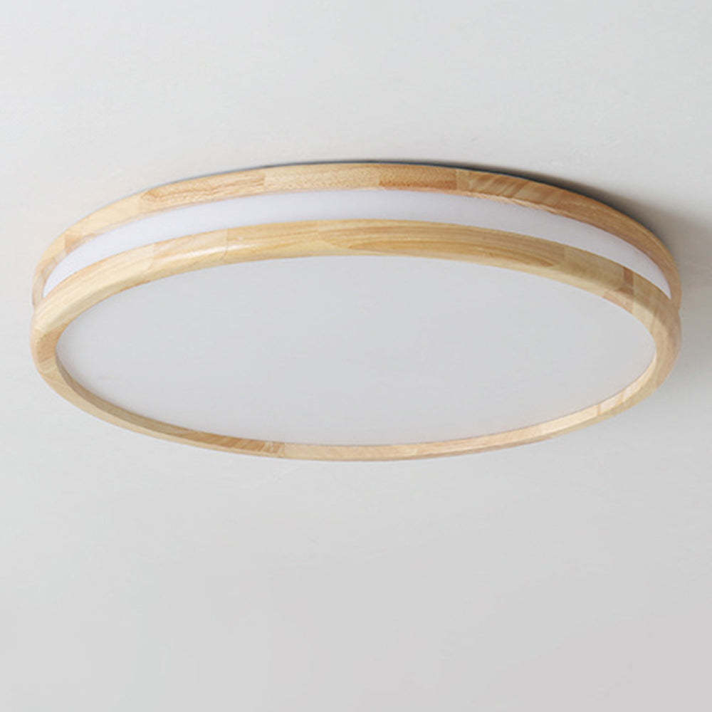 Simple Wood Round Bedroom LED Ceiling Light