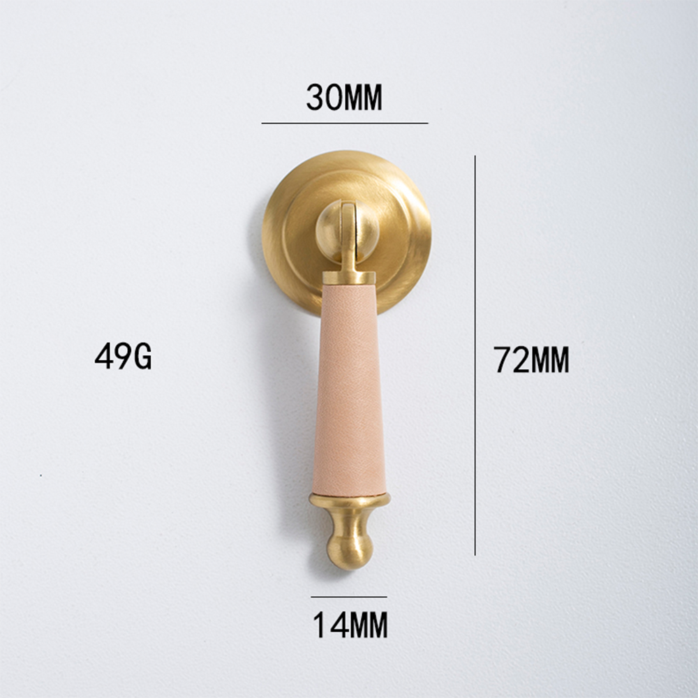 Modern Leather Cowhide & Brass Furniture Handles Kitchen Cabinet Pulls -Homdiy