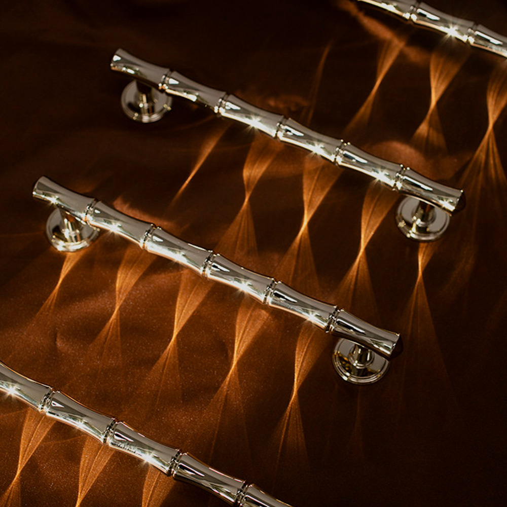 Light French Bamboo Polished Brass Drawer Pulls