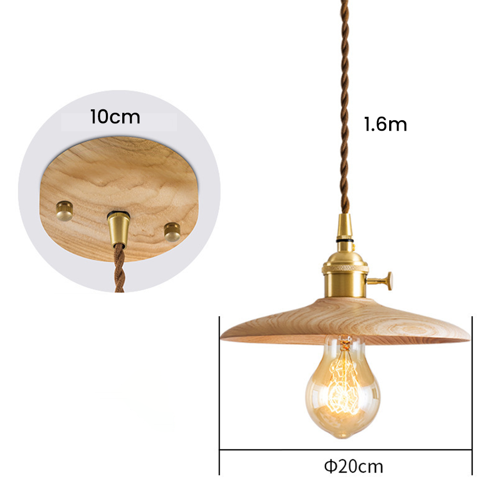 Retro Walnut Conical Pendant Light -Homdiy
