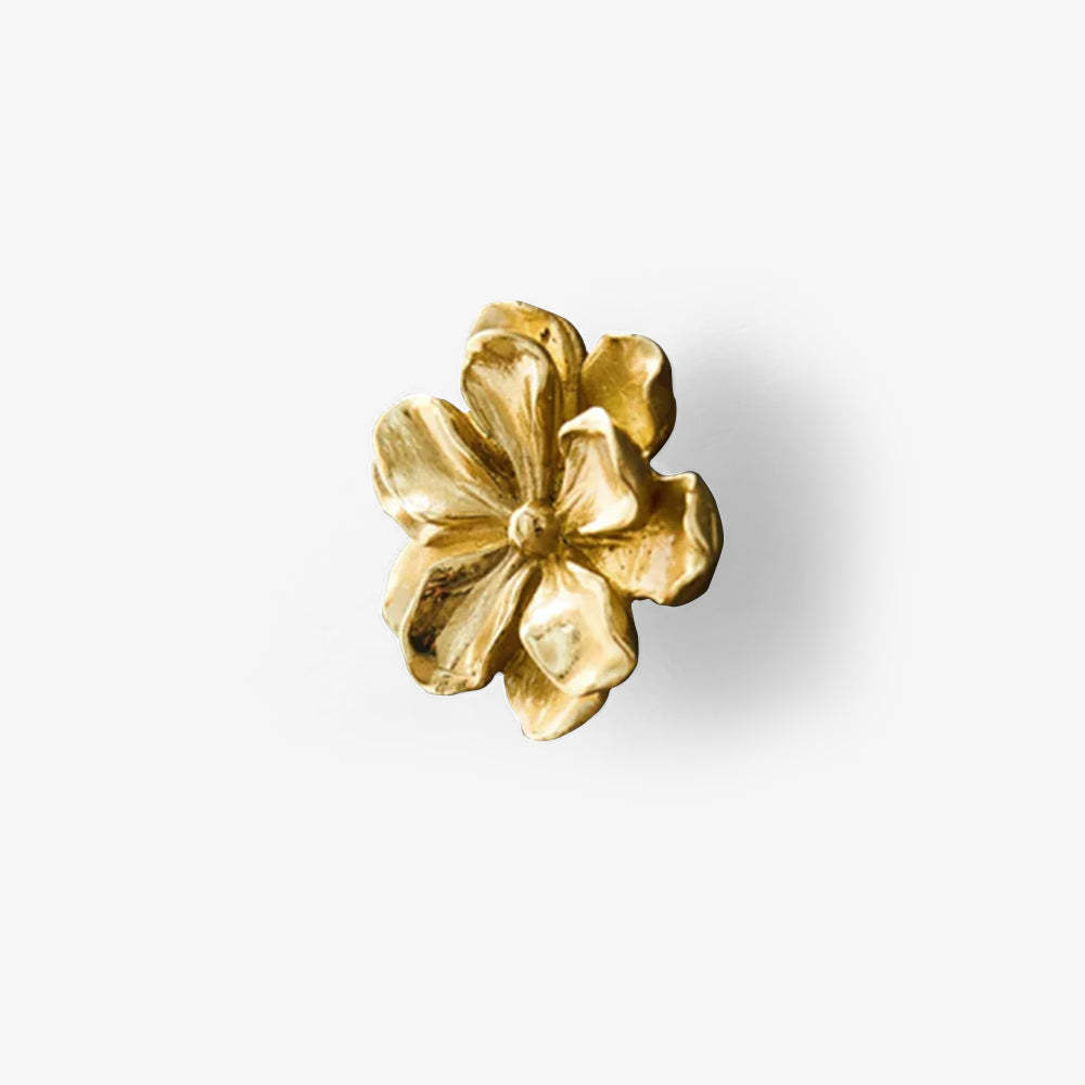 Modern Drawer Knob Brass Flower Knob Gold Decorative Knob for Kitchen