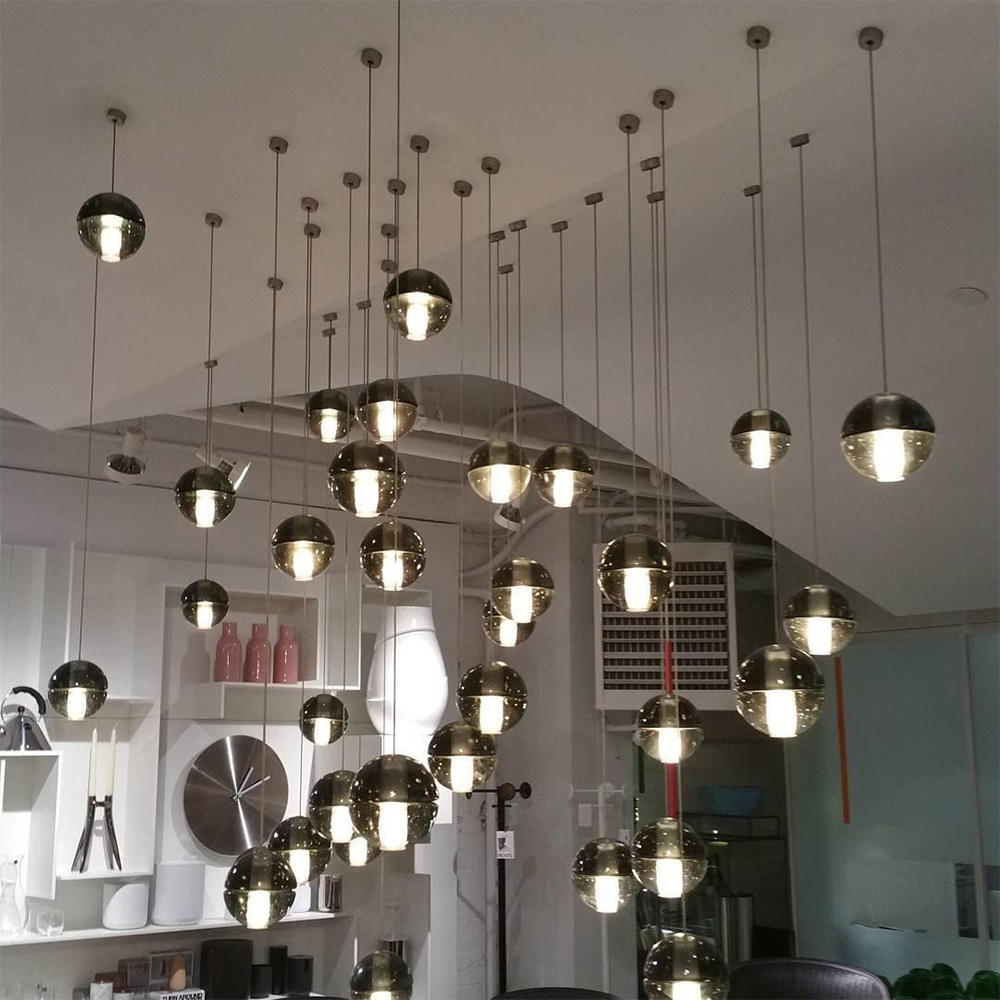 Round & Square Crystal Pendant Lamp Stairway Lamp -Homdiy