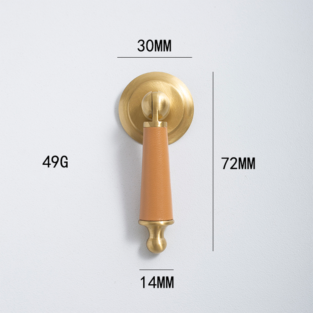 Modern Leather Cowhide & Brass Furniture Handles Kitchen Cabinet Pulls -Homdiy