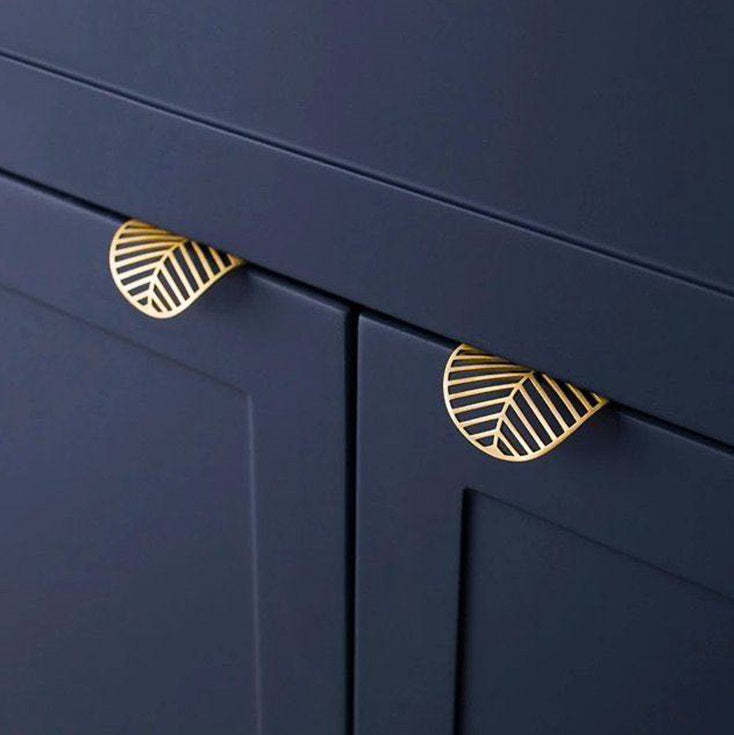 Gold Leaf Brass Cabinet Wardrobe Pulls Drawer Knobs -Homdiy