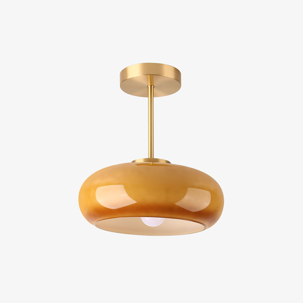 Modern Style Glass Flush Mount Ceiling Light with Gold Base