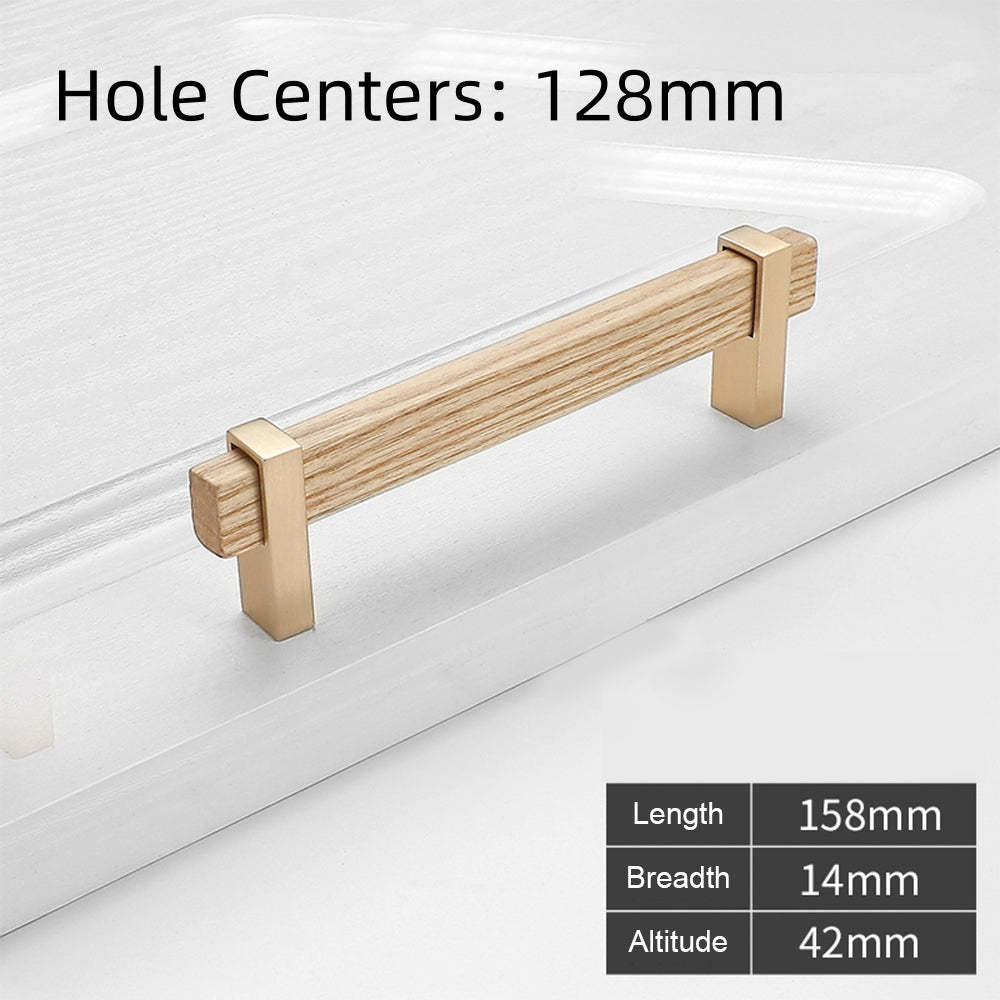 Square Wooden Brass Walnut Cabinet Handle Kitchen Drawer Pulls -Homdiy