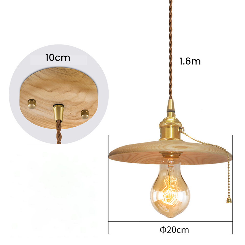 Retro Walnut Conical Pendant Light -Homdiy