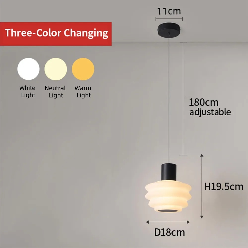 Small Nordic Cream Style LED Bedroom Pendant Light