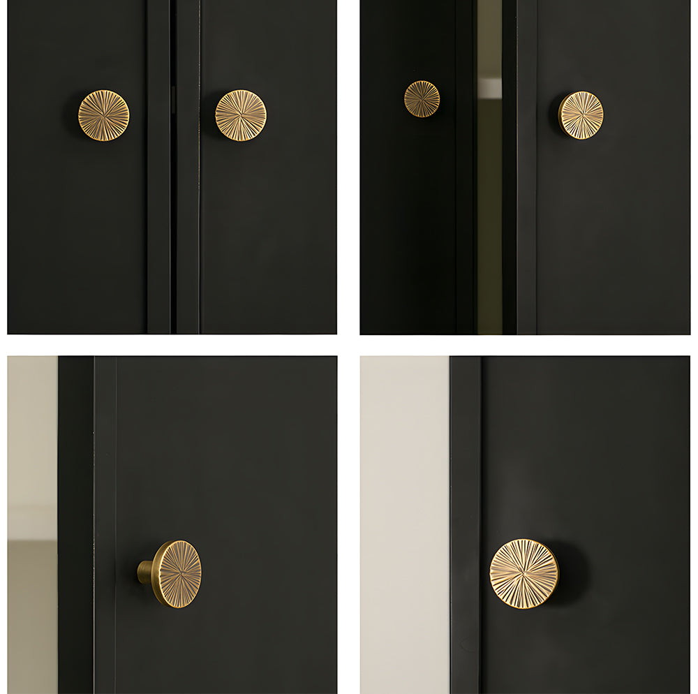 Retro Brass Semi Circle Textured Cabinet Handles