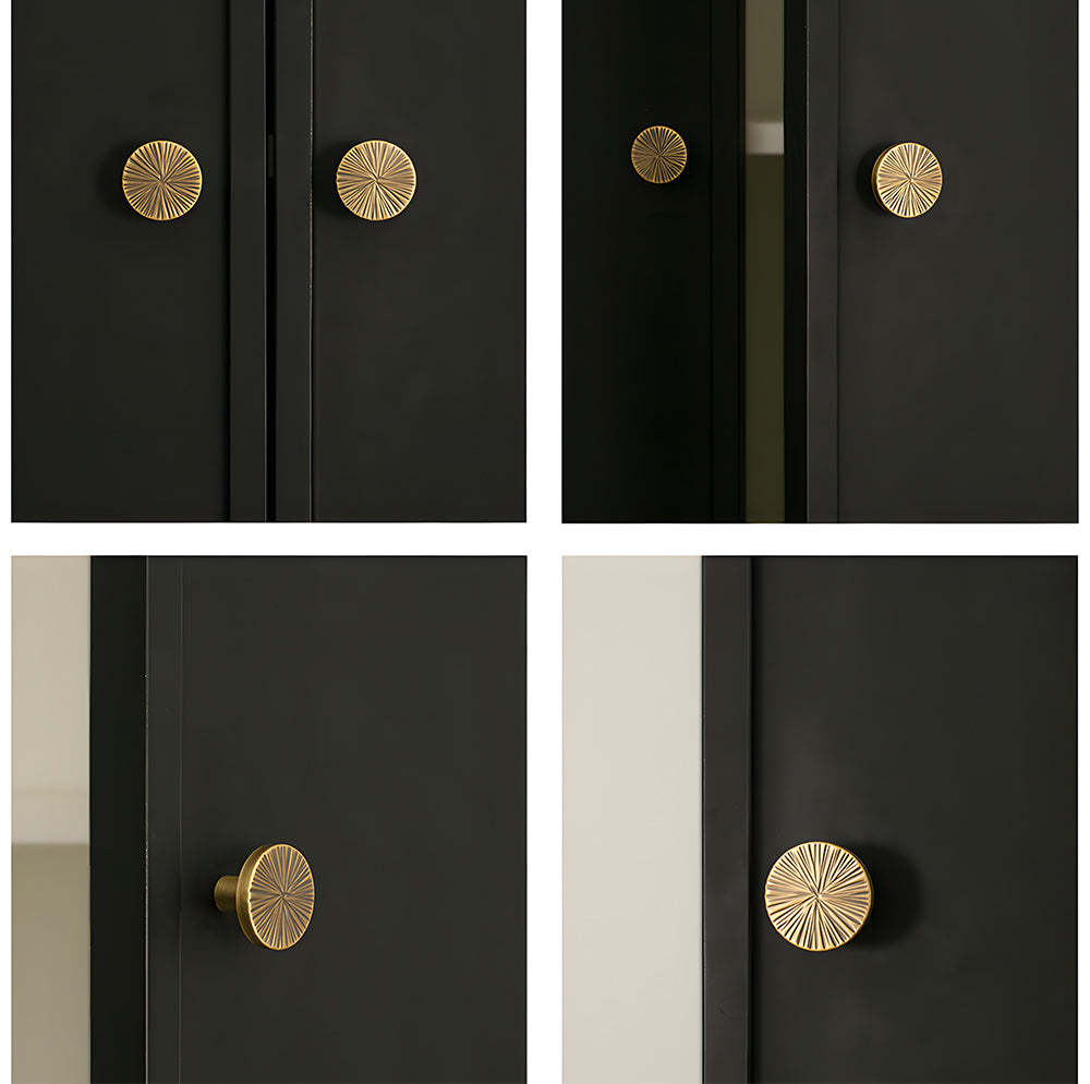 Retro Brass Semi Circle Textured Cabinet Handles