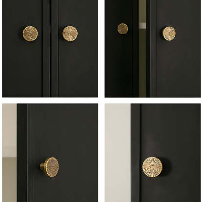 Retro Brass Semi Circle Textured Cabinet Handles