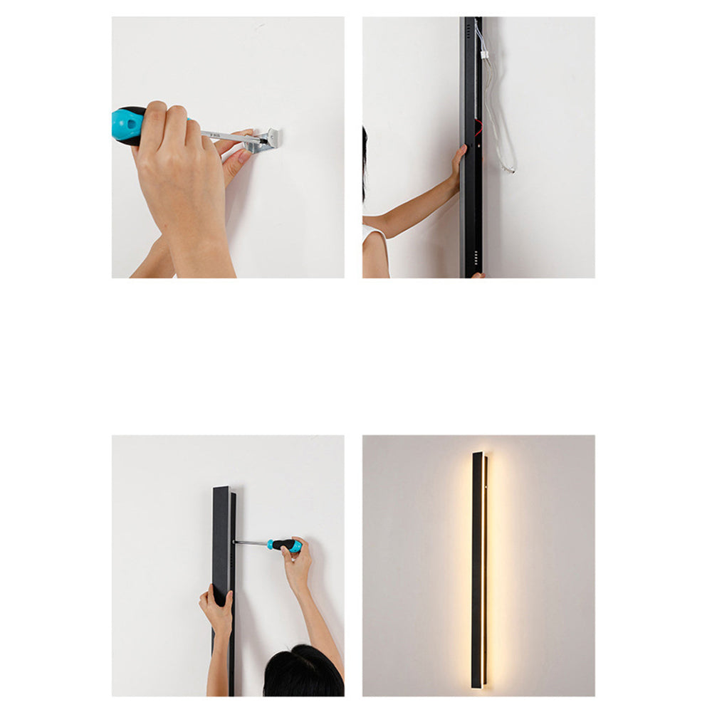 IP65 Modern Industrial Long Acrylic Black LED Outdoor Wall Lights
