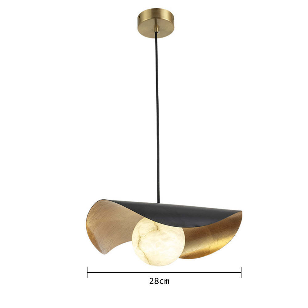 Irregular Round Black Warm Spanish Marble Pendant Light -Homdiy