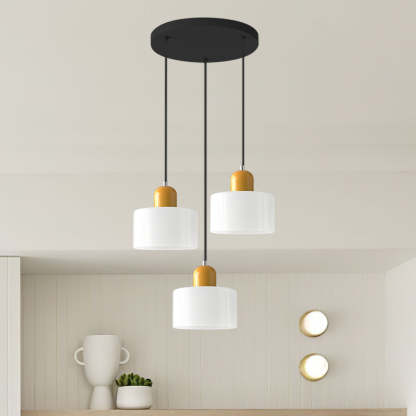 Contemporary 3-Heads Glass Pendant Light For Kitchen