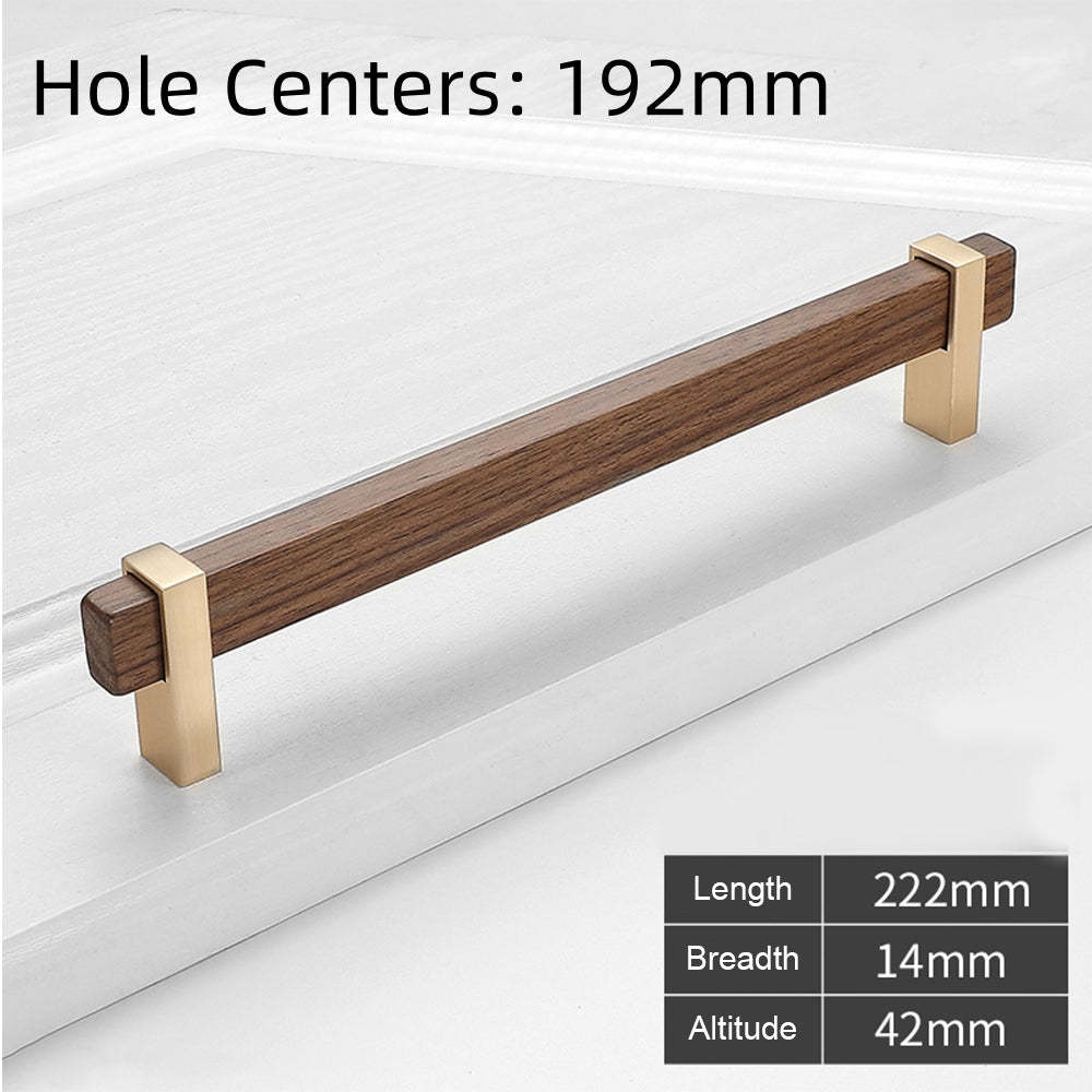 Square Wooden Brass Walnut Cabinet Handle Kitchen Drawer Pulls -Homdiy