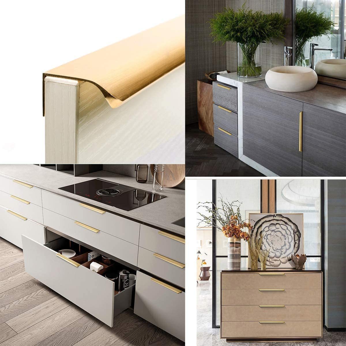 Edge Drawer Pulls Gold Cabinet Door Handles Hardware -Homdiy