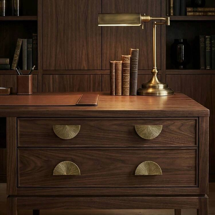 Retro Brass Semi Circle Textured Cabinet Handles