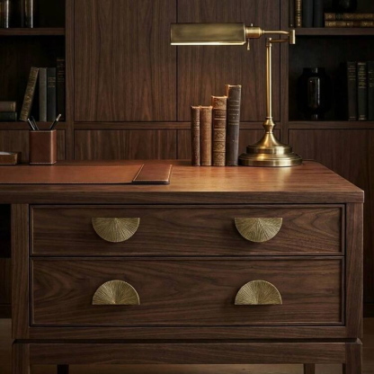 Retro Brass Semi Circle Textured Cabinet Handles