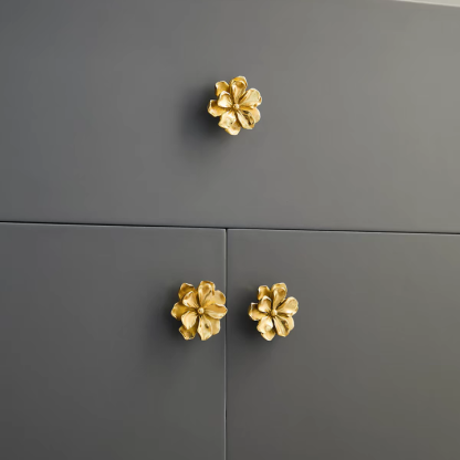 Modern Decorative Gold Brushed Brass Flower Knobs