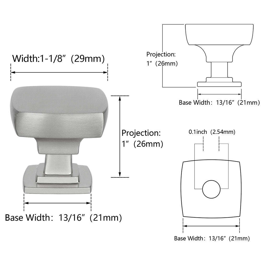 10 Pack Square Kitchen Drawer Knobs Brushed Nickel Cabinet Knobs(LS9016SNB) -Homdiy