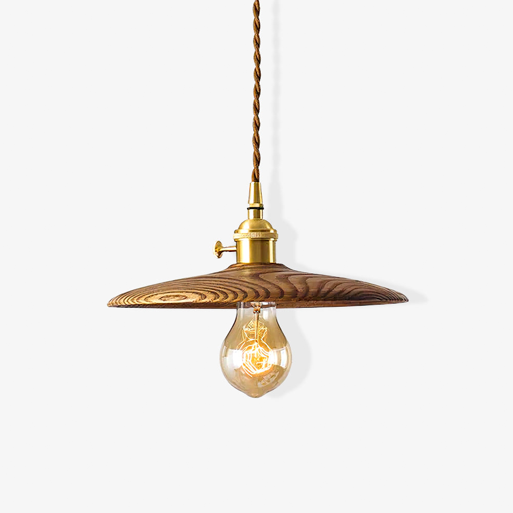 Retro Walnut Conical Pendant Light -Homdiy