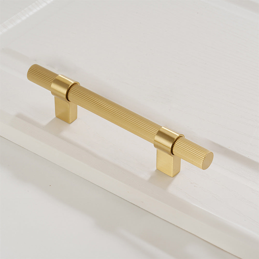 Solid Brass Gold Knurled Hardware Kitchen Cabinet Pulls