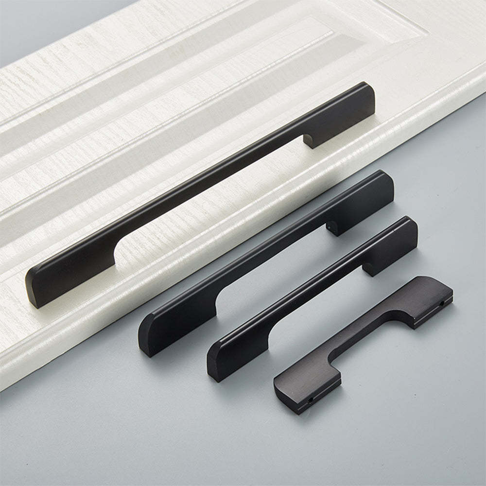 Solid Aluminum Alloy Modern Black Long Cabinet and Drawer Handles
