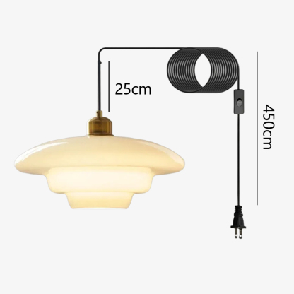 Mid Century Plug-in Milk White Glass Pendant Light
