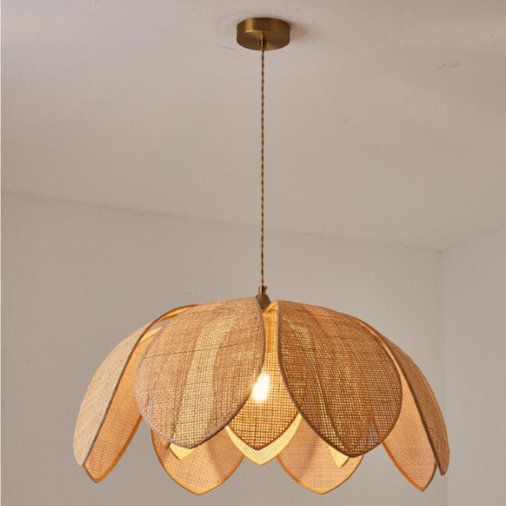 Wabi-sabi Petal Shape Rattan Pendant Light -Homdiy