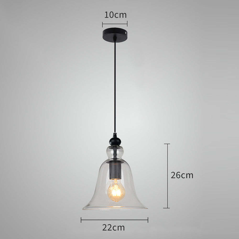 Industrial Style Bell Shape Glass Pendant Light -Homdiy
