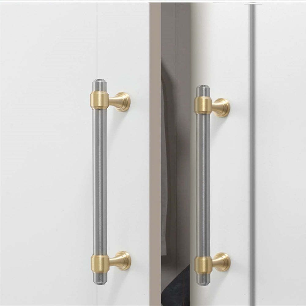 Modern Brass Cabinet Pulls Brown & Silver Drawer Kitchen Cupboard Handles -Homdiy