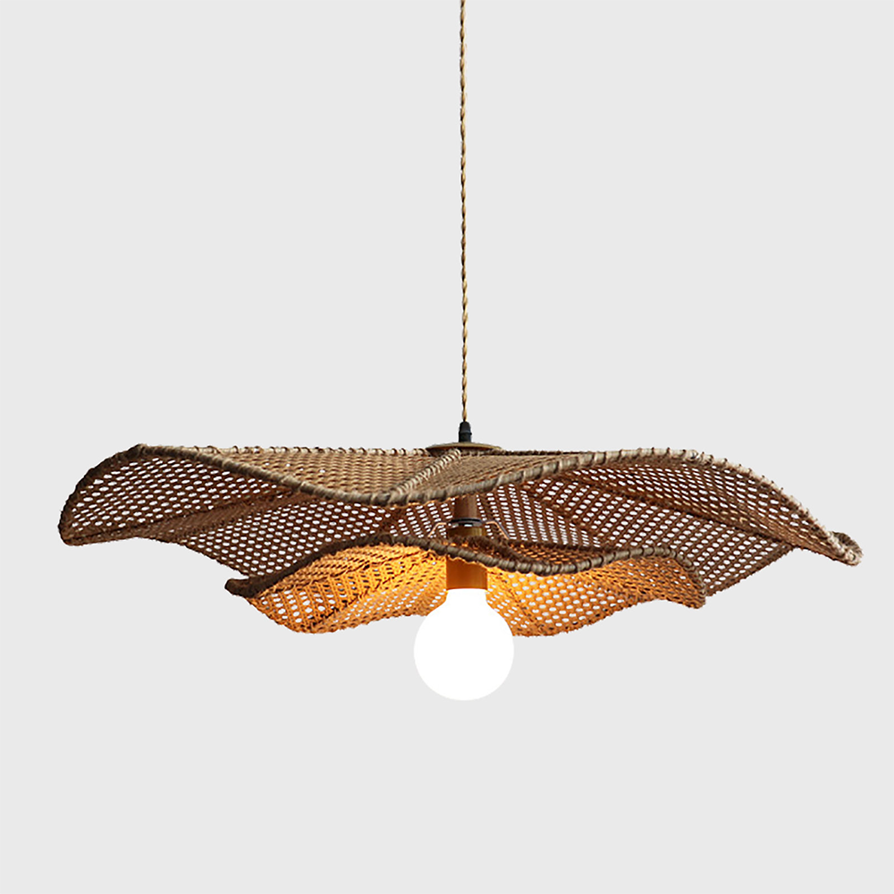 Retro Boho Lotus Leaf Shape Rattan Pendant Light -Homdiy