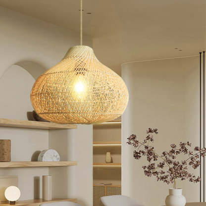 Natural Rattan Pendant Lamp Shade for Living Room -Homdiy