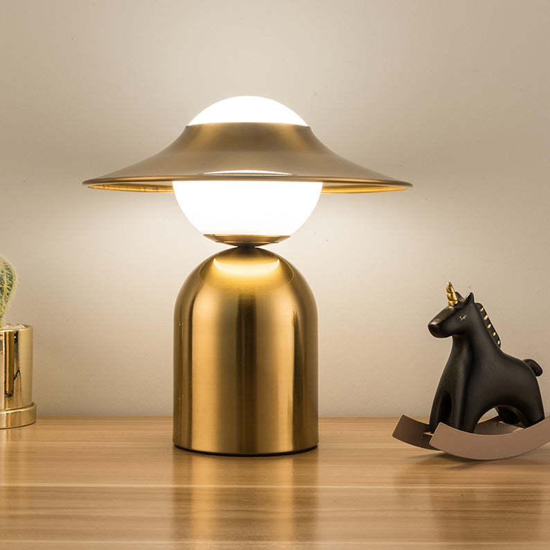 Modern Hat Glass Table Lamp Golden Ball LED Desk Lamp -Homdiy