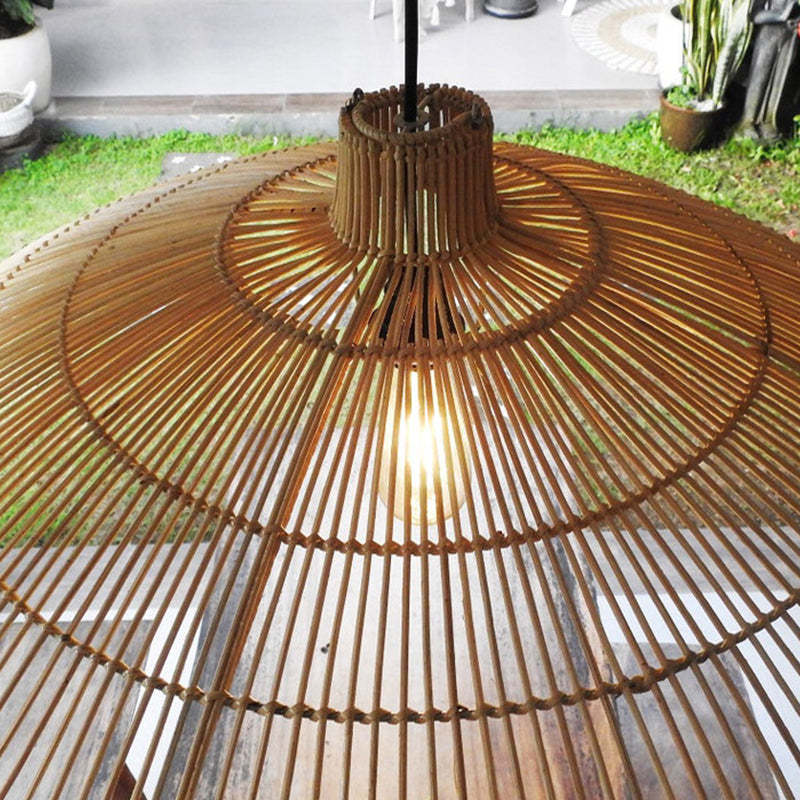 Triangular Wicker Pendant Lamp Hand Woven Hanging Lighting -Homdiy