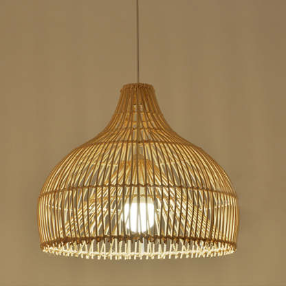 Natural Handwoven Large Basket Rattan Pendant Lampshade -Homdiy