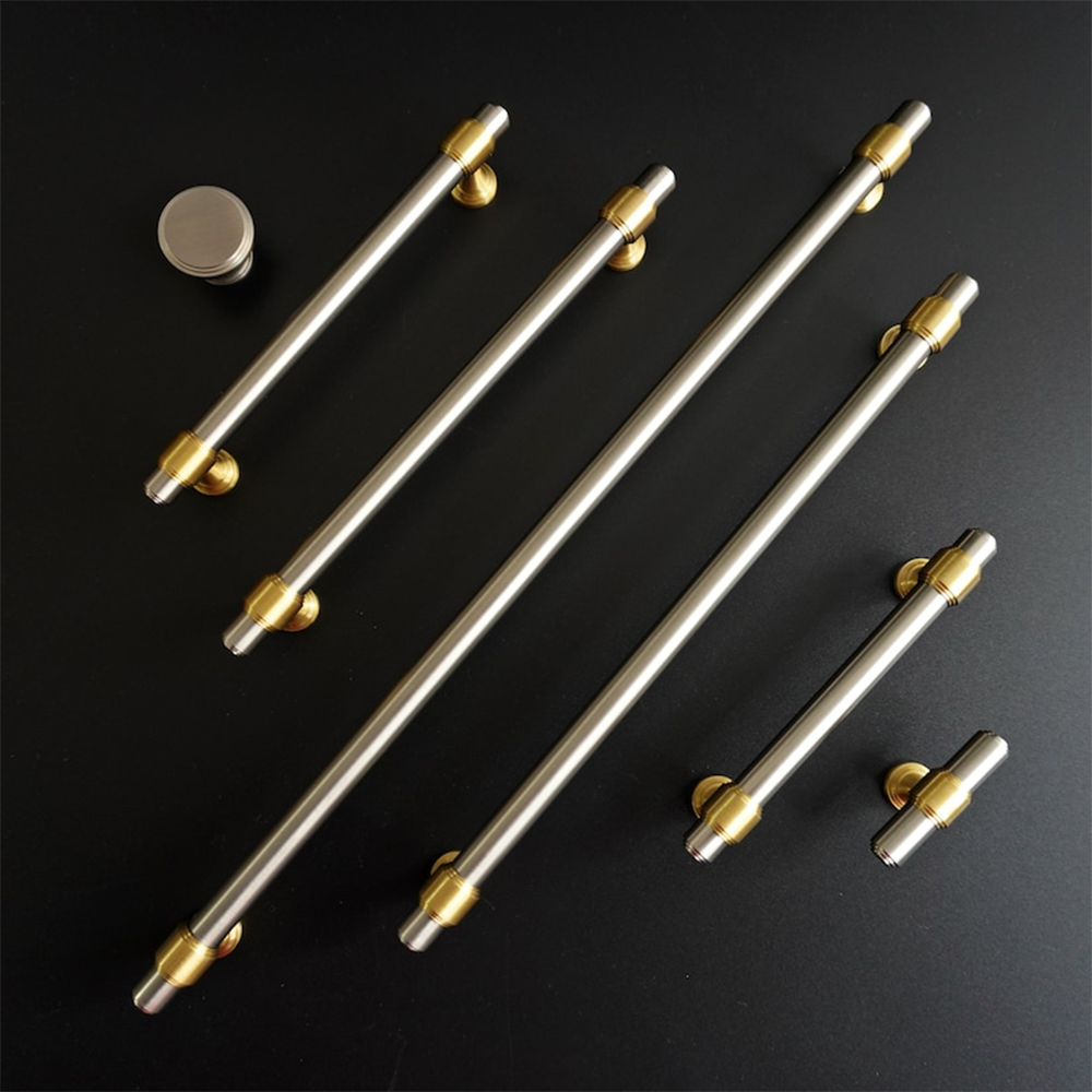 Modern Brass Cabinet Pulls Brown & Silver Drawer Kitchen Cupboard Handles -Homdiy
